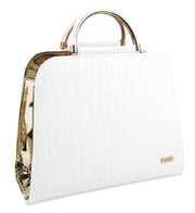 Luxusní bílo-zlatá kroko kabelka do ruky S81 GROSSO