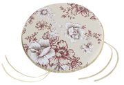 Sedák DANA kulatý hladký - průměr 40 cm vínovobílý květ