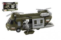 Vrtulník/Helikoptéra vojenská plast 28cm na baterie se světlem se zvukem