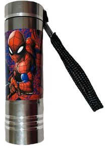 Dětská hliníková LED baterka Spiderman silver Hliník, Plast, 9x2,5 cm