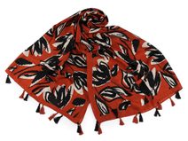 Šátek / šála / pléd s květy a střapci 80x180 cm