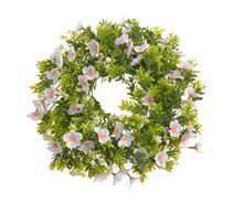 Plastový věnec s květy 33 cm - růžová