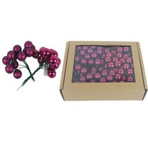 Skleněné baňky na drátku bordó, pr. 2cm, S0570-09/BOX 144 ks - 2 cm