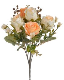 Kytice růžiček 30 cm - krémová meruňková