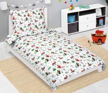 Vánoční povlečení 140x200, 70x90cm VLOČKY červenošedé
