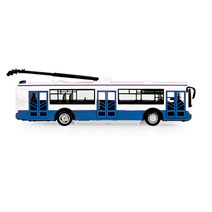 Unikátní kovový trolejbus 16 cm červený na zpětný chod v CZ obalu