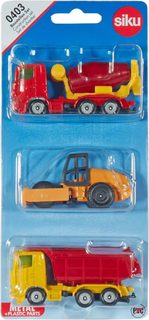 SIKU Stavební vozidla set parní válec se sklápěčkou a míchačkou kov 0403