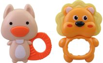 Chrastítko plastové baby zvířátko set 4ks pro miminko v krabici