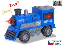 Lokomotiva modrá vláček na setrvačník na baterie Světlo Zvuk