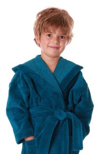 Dětský župan Tampa petrolejová – kapuce, dvě kapsy, velikosti 104-152