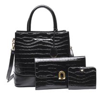 Dámský set kabelek kroko 3v1 černá 5093