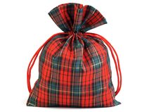 Dárkový vánoční pytlík 13,5x18 cm káro s lurexem