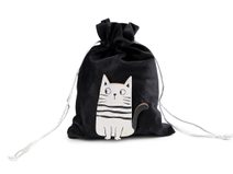 Dárkový pytlík s dřevěnou kočkou 14,5x19,5 cm sametový