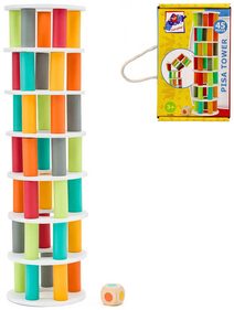 WOODY DŘEVO Hra balanční Pisa věž 45 dílků stavebnice *DŘEVĚNÉ HRAČKY*