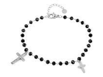 Náramek z nerezové oceli křížek s broušenými korálky