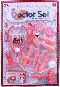 Doktorská souprava růžová dětské lékařské potřeby na kartě plast