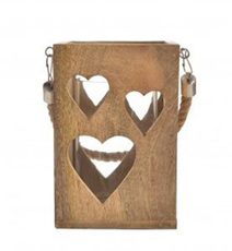 Svícen mango/sklo srdce O0409 - 14 x 14 x 20 cm