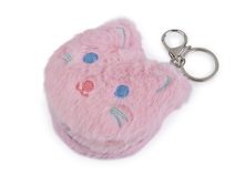 Plyšové kosmetické zrcátko / přívěsek na kabelku kočka