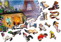 Dřevěné Puzzle Pejsci v Paříži L 37,5x25,4 cm, 250 dílků