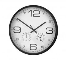 Hodiny nástěnné kov tepl./vlhk. černé pr. 33 cm - dia 33 cm