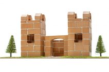 Stavějte z cihel Statek stavebnice Brick Trick v krabici 40x27x9cm