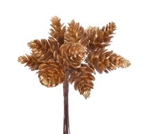 Šišky na drátku 10 ks zlatá