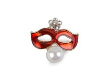 Brož s broušenými kamínky a perlou maska