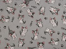 Bavlněná metráž / imitace lnu hrubší, kočka METRÁŽ