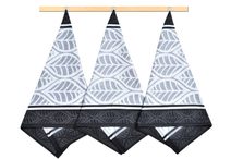 Kuchyňské utěrky - sada 3 kusů Černá,Bílá 135