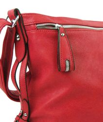 MiaMore Kožená crossbody dámská kabelka se třemi oddíly červená