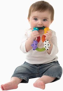 PLAYGRO Baby kousátko žížala 15cm pro miminko plast