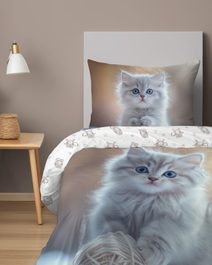 DETEXPOL Povlečení Kotě klubíčko white Bavlna, 140/200, 70/80 cm