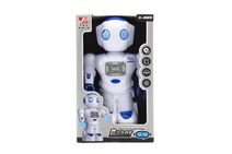 Robot jezdící plast 27cm Ang. mluvící na baterie se světlem se zvukem v krabici 18x28x11,5cm