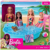 Panenka Barbie set s bazénem a doplňky v krabici