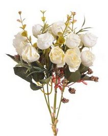 Umělá kytice růže - krémová
