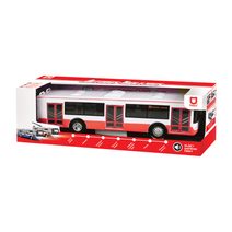 Unikátní kovový trolejbus 16 cm červený na zpětný chod v CZ obalu