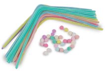 Kreativní sada chlupaté drátky a bambulky pastelové