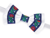 Saténový motýlek folklor hand made, délka 9 cm