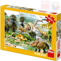 DINO Puzzle 100 dílků XL Život dinosaurů 47x33cm skládačka v krabici