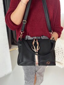 GROSSO Černo-zlatá kabelka přes rameno / crossbody
