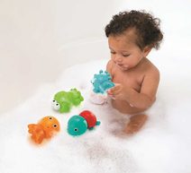 INFANTINO Baby zvířátka do koupele šroubovací stříkací set 4ks pro miminko