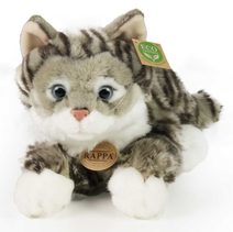 Plyšová kočka ležící hnědá 20 cm