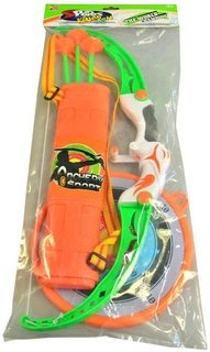 Sada dětský luk 54cm + 3 soft šípy s přísavkami a terčem plast v sáčku