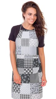 Kuchyňská zástěra ADÉLA - zástěra 67x84 cm Patchwork šedá
