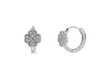 Náušnice z nerezové oceli kroužky, čtyřlístek s broušenými kamínky