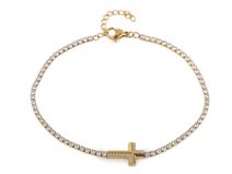 Štrasový náramek z nerezové oceli křížek