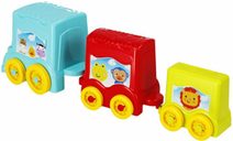 BAM BAM Baby vláček mašinka se 2 vagóny vzdělávací zvířata pro miminko