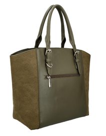 DAVID JONES Olivově zelená semišová taška do ruky s kroko vzorem