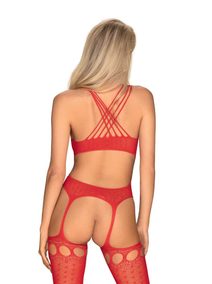 Svůdné body G313 bodystocking red - Obsessive