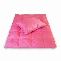 Péřový set KOMFORT: Prošívaná přikrývka 140x200 (1800g) + Polštář 70x90 (1750g) – Růžová